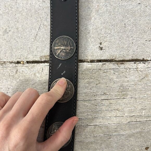 Vintage Genuine Leather Liberty Coin Conch Belt - Picture 9 of 11